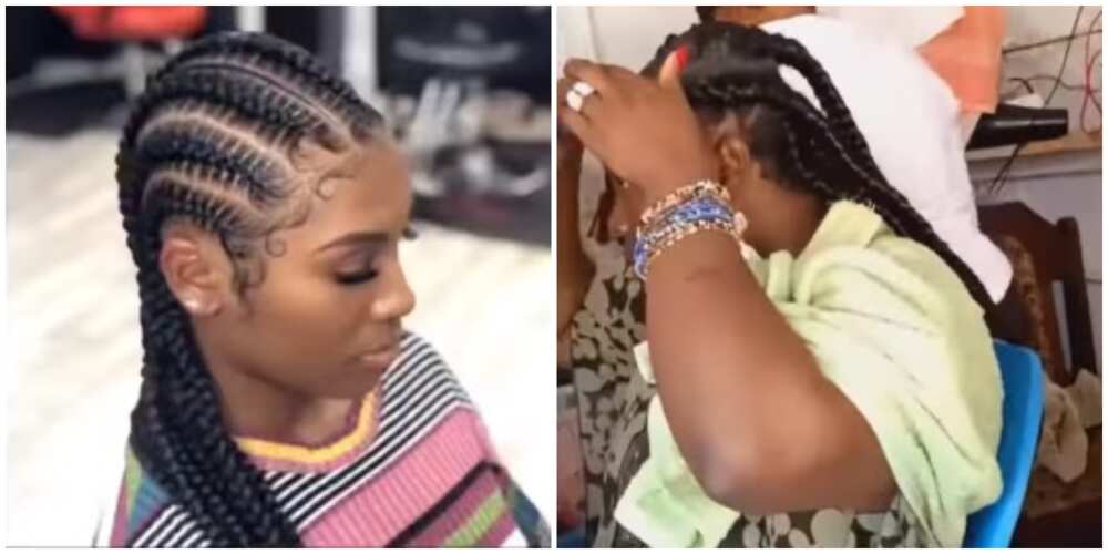 Photos of the original hairstyle and its recreation. Photos of the original hairstyle and its recreation.