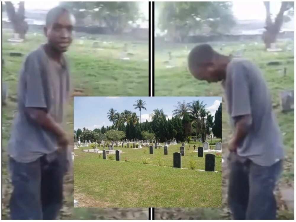 Man forced to smear his face with poop after he was caught defecating in the graveyard