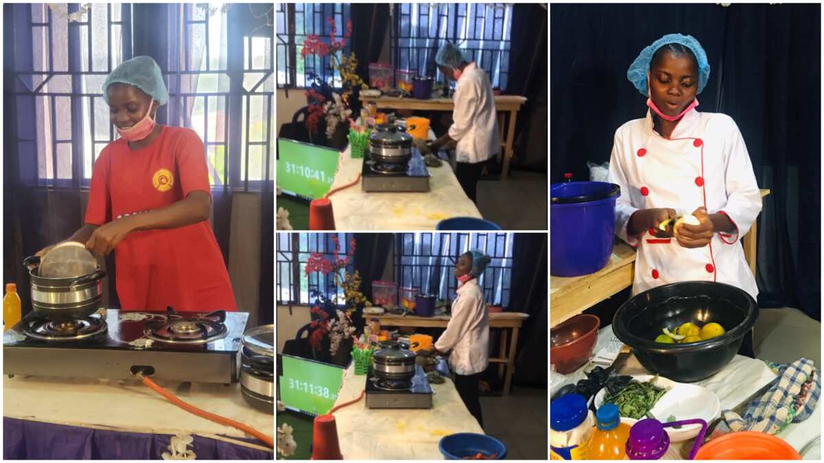 Watch Nigerian chef Damilola dance as she crossed 30 hours of cooking, gunning for Hilda's record (video)