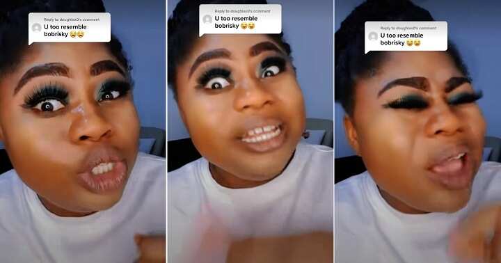 Lady blasts follower who compared her to Bobrisky