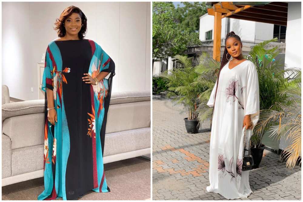 Two women showing different designs of Bubu gown style