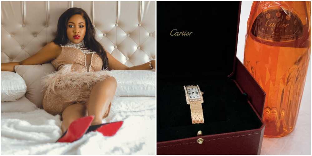 BBNaija: Erica splashes whopping N15m on Gold-Coloured Cartier wristwatch