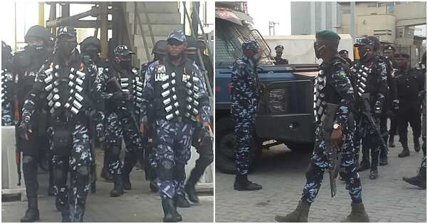 EndSARS protest: Tension as heavily armed policemen display show of force at Lekki Toll Gate