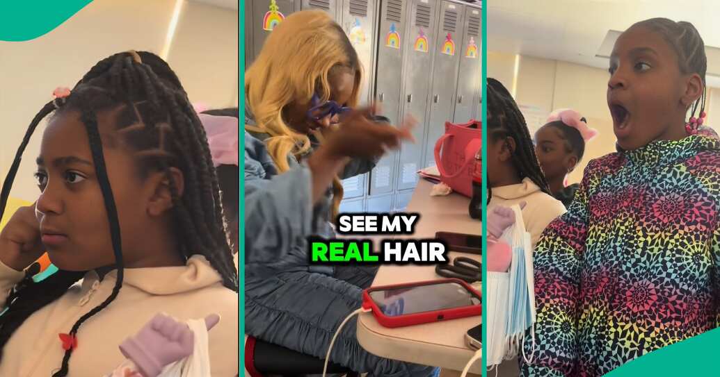 OMG! Hilarious moment as curious children demand to see woman's real hair and are astonished when she reveals it by removing her wig