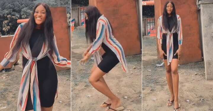 Tall girl dances sweetly in video