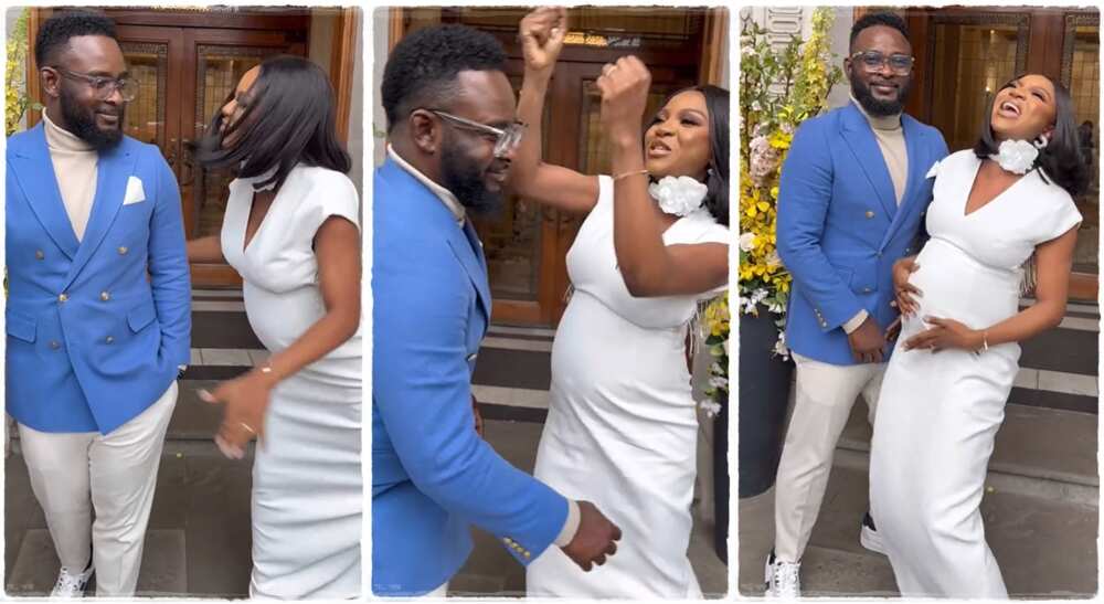 Photos of a pregnant woman playing and singing for her husband. Photos of a pregnant woman playing and singing for her husband.