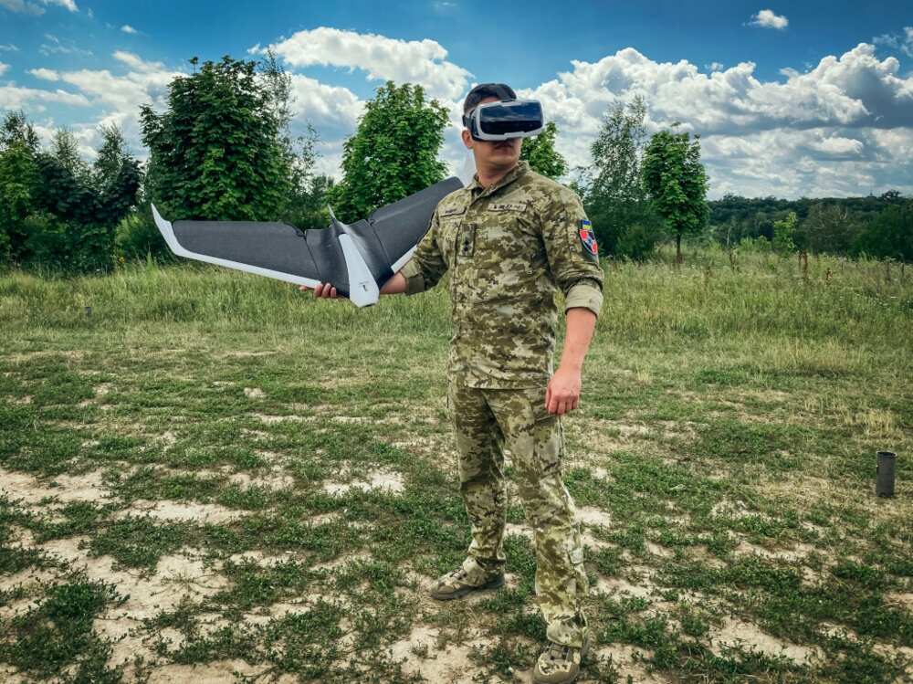 Lieutenant Anton Galyashinskiy and follow soldiers are learning to pilot surveillance drones