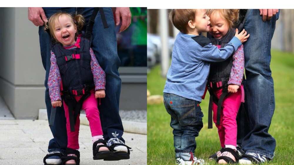 Father helped daughter walk for the first time with customised shoe