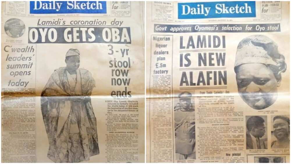 Alaafin of Oyo, Oba Lamidi Adeyemi, Newspaper Front Pages, Coronation of Alaafin of Oyo in 1970 Emerges