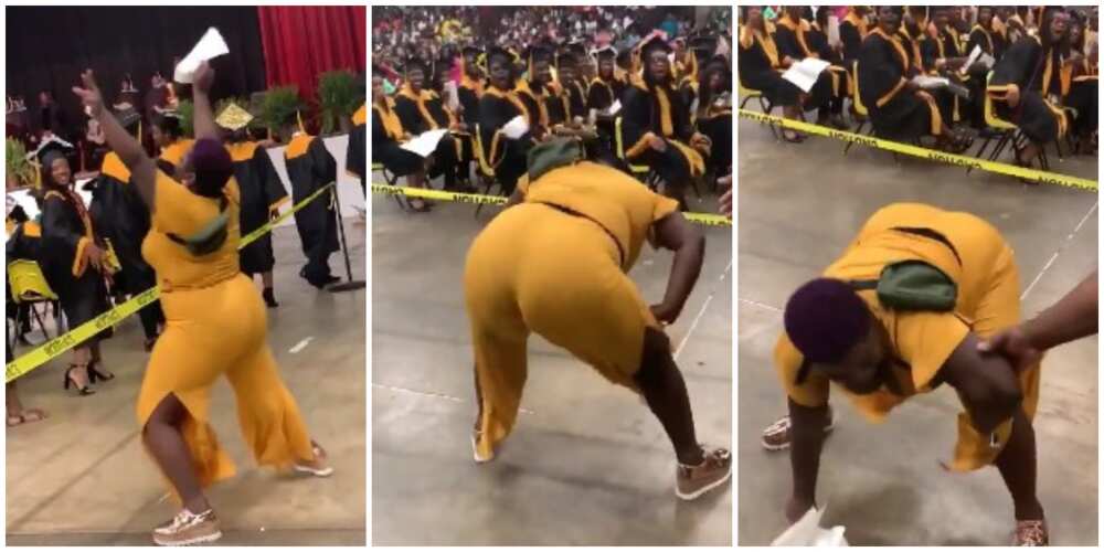 Reactions as mum twerks hard for joy as son's name is announced at his graduation, video goes viral