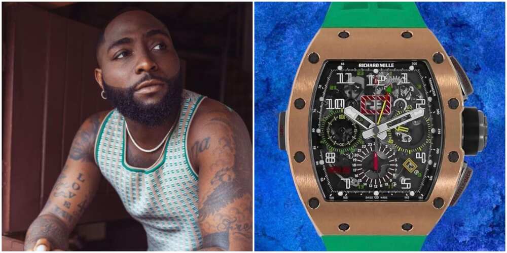 Davido wears Richard Mille RM1-02 GMT chronograph with a rose gold - Titanium