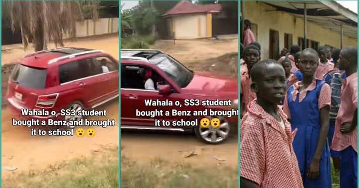 Watch video of SS3 student arriving school in costly Benz