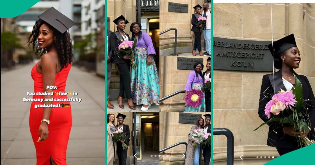 OMG! Lady who graduated law in Germany was celebrated by her happy parents who waited for her outside the hall