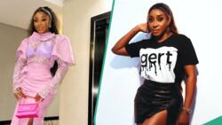 Ini Edo looks glamorous in stylish denim outfit, fans hail her: "This aunty is just too fine"