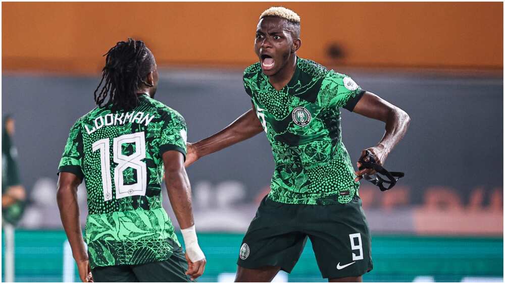 Ademola Lookman and Victor Osimhen playing for Nigeria at AFCON 2023 in Ivory Coast.