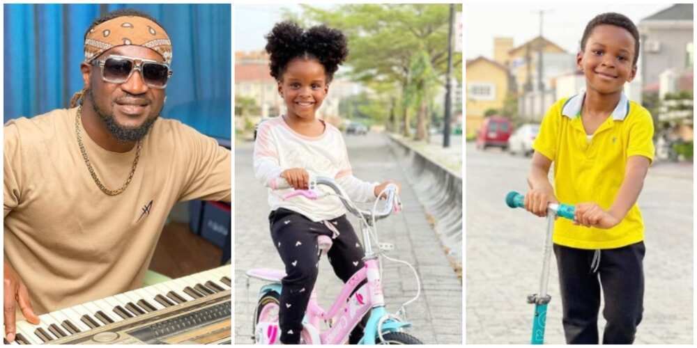 Photos of Paul Okoye and his twin children.