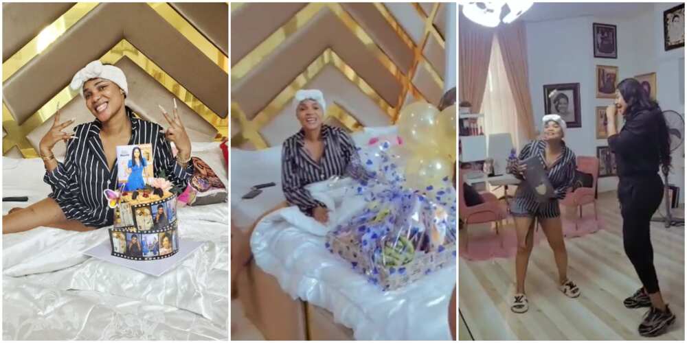 Iyabo Ojo colleagues, staff ‘ambush’ her with birthday gifts