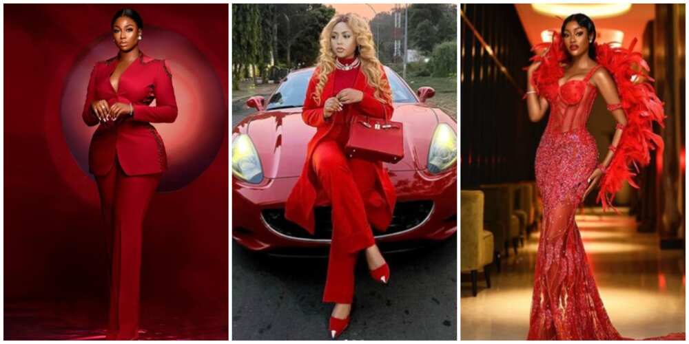 Red outfits/Nigerian fashion/Nigerian celebrities