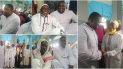 Popular reverend father celebrates Sallah with Muslims in mosque, adorable photos stirs massive reaction
