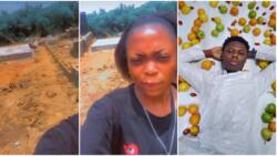 Nigerian lady visits Mohbad's grave in video, gives people update, many react: "E be like soakaway"