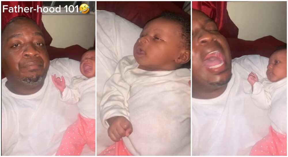 Photos of the moment a skilful dad joined his baby to cry out loud.