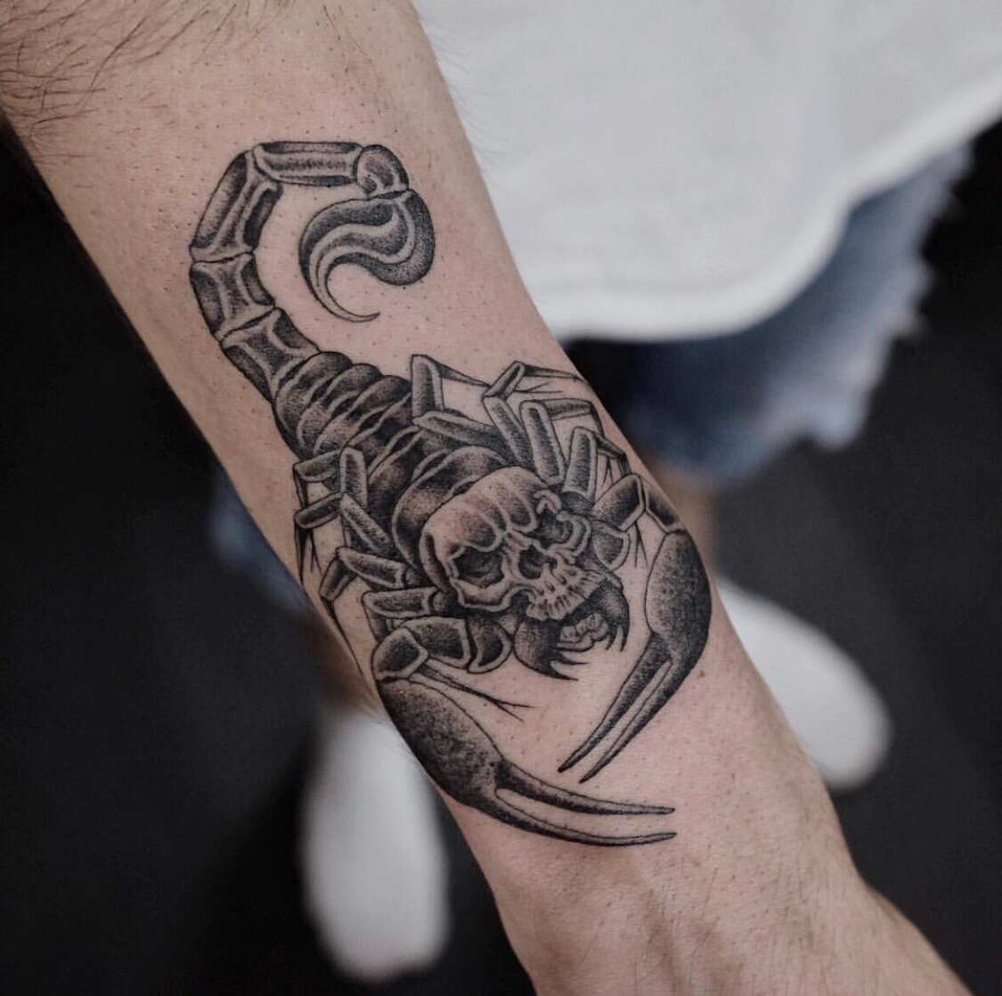 skull scorpion the other day for my lovely client 🦂 thank you for the cool  request! #scorpion #scorpiontattoo #tattoos #armtattoo #sku... | Instagram
