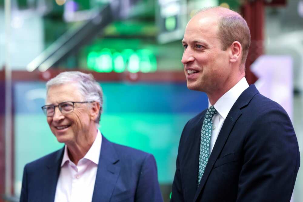 Microsoft founder Bill Gates, left, and Britain's Prince William at the Breakthrough Energy Summit in London on Thursday