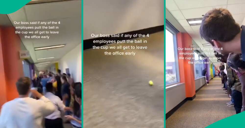 Employees participated in a cup and ball challenge, wins an early work leave