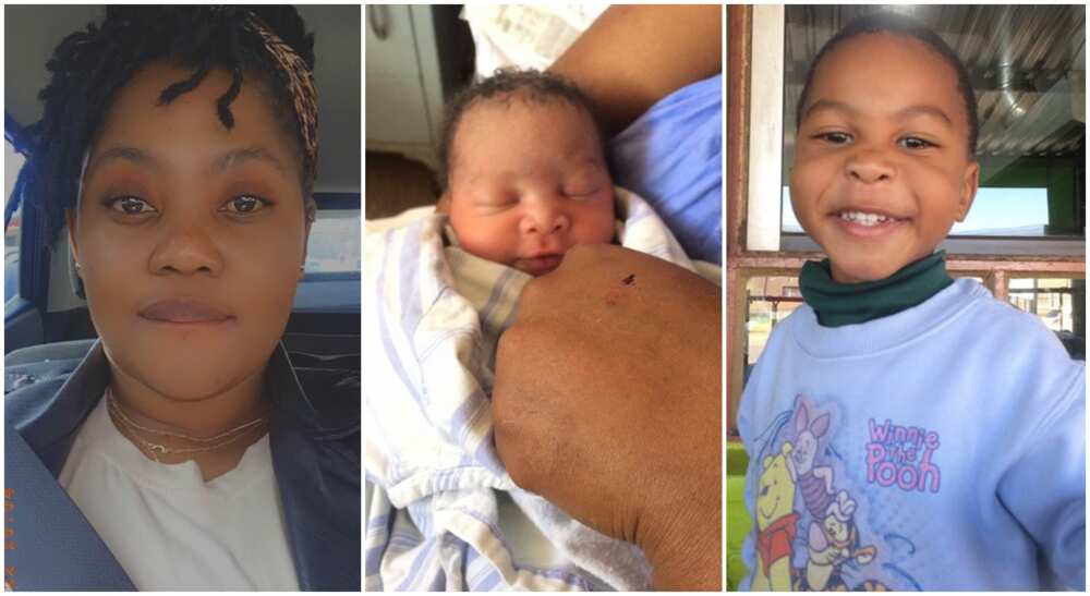 Photos of Azania Mhayise and her sister's son who she nursed.