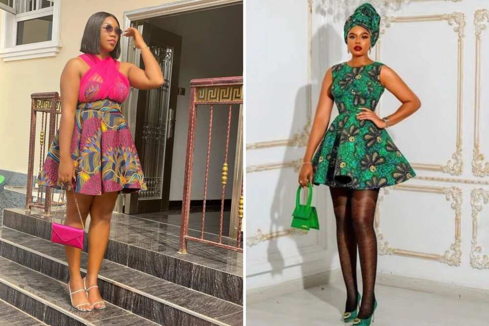 Latest and Simple Ankara with Short-Flared Styles.  Ankara short flare  gowns, Ankara gown styles, Ankara short flare gown styles