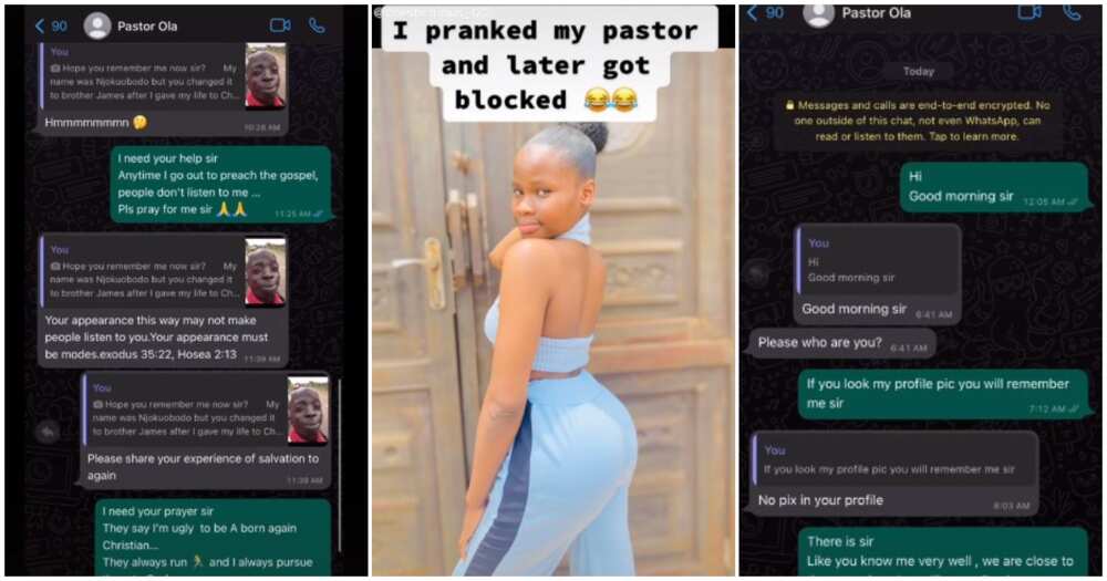 Lady pranks her pastor, lady leaks chat with her pastor, Nigerian lady and her pastor, leaked chat between Nigerian lady and pastor