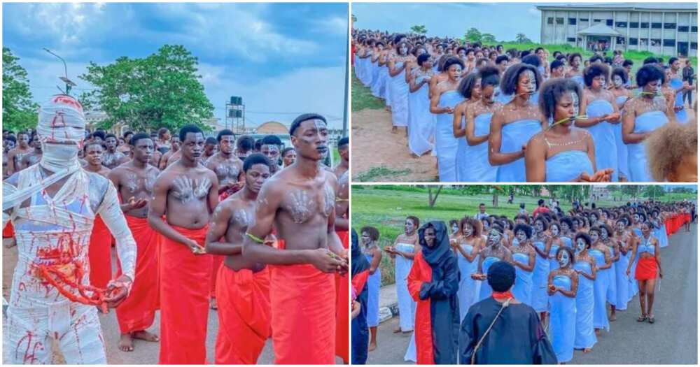 Students of Chukwuemeka Odumegwu Ojukuwu university during their induction