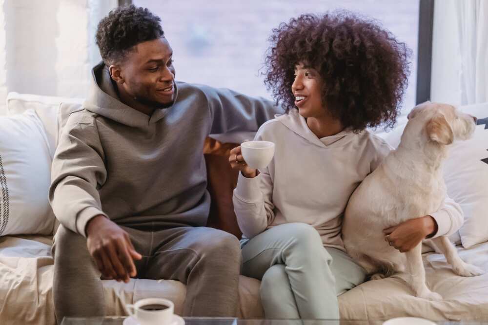 A couple having a conversation