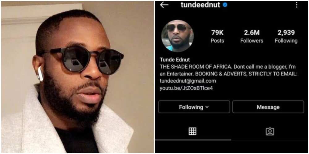 Tunde Ednut reportedly loses Instagram account after it was reported, Speed Darlington reacts Tunde Ednut reportedly loses Instagram account after it was reported, Speed Darlington reacts