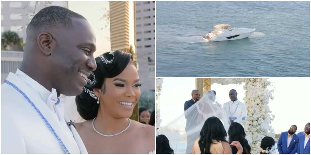 Sweet moment beautiful bride gave hubby a yacht as gift on their wedding day in Miami
