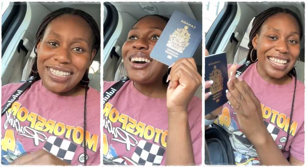 Lady rejoices after becoming a Canadian citizen. Lady rejoices after becoming a Canadian citizen.