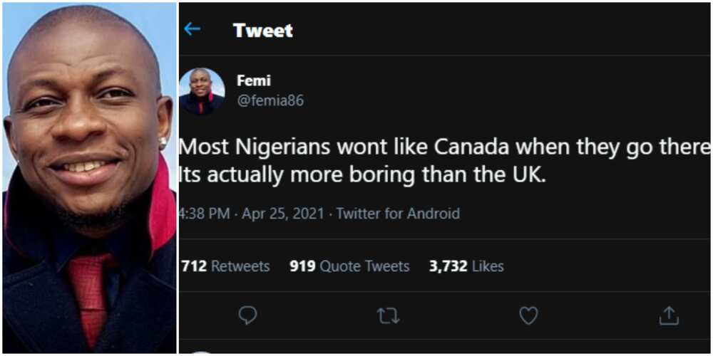 Nigeria Is Too Exciting: Massive Reactions as Man Says Most Nigerians Won’t Like Canada Because It Is Boring