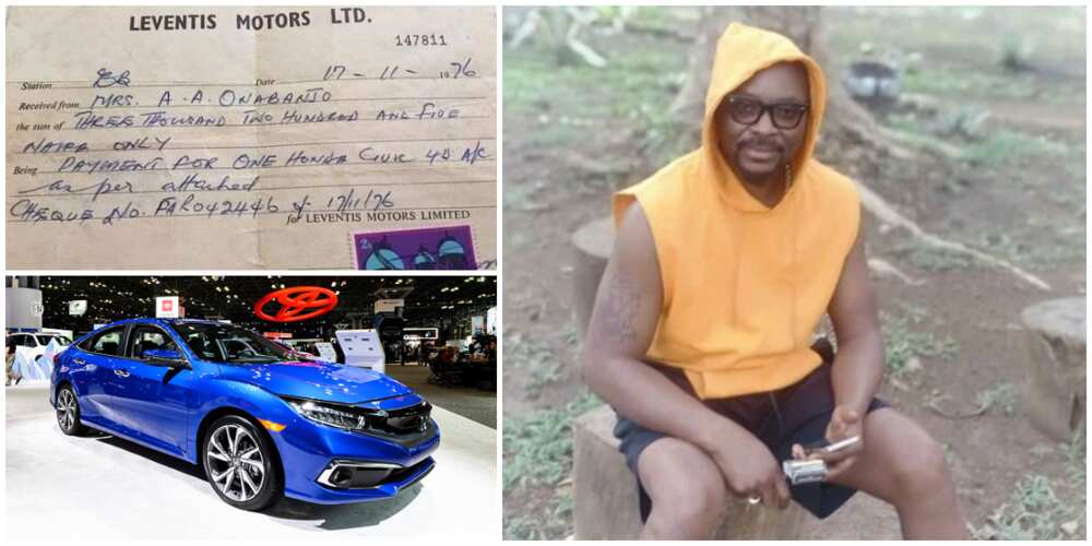 Reactions as old receipt of Honda Civic car sold for N3205 in 1976 emerges