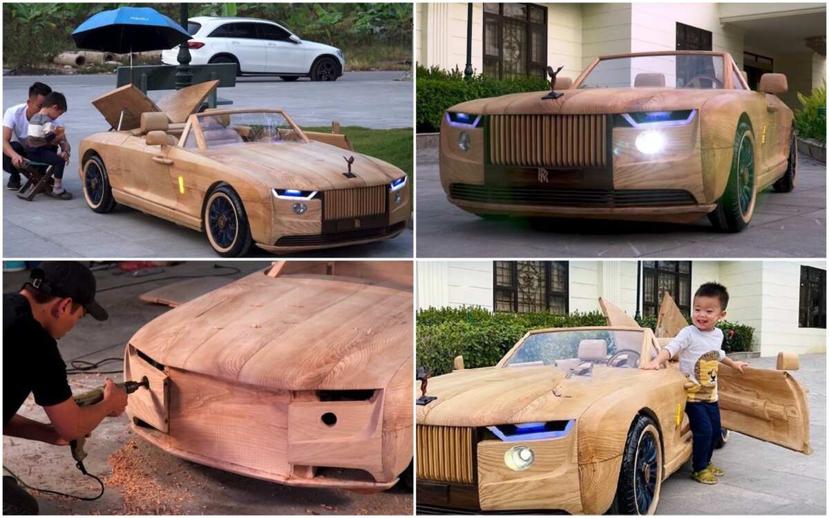 Father and Son Go for a Drive in Style in Gorgeous, Wooden Rolls