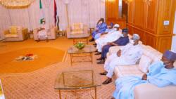 Photos emerge as Buhari meets APC chairmanship aspirants in Aso Rock