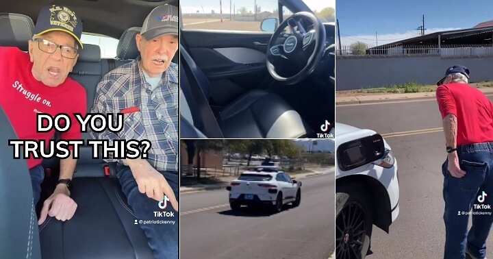 81-year-old men enter self driving car