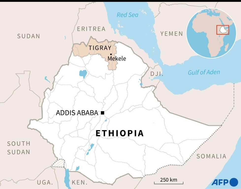 Map of Ethiopia showing the Tigray region Map of Ethiopia showing the Tigray region
