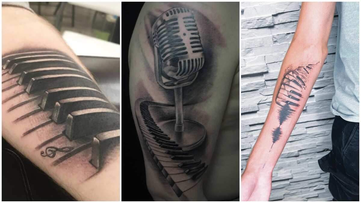 music notes and microphone tattoo ideas｜TikTok Search