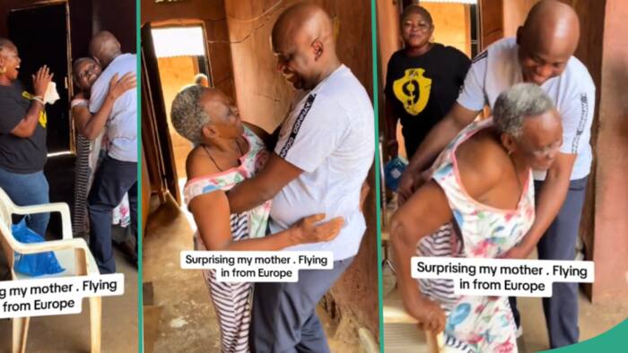 "This is beautiful": Man returns to Nigeria without telling his mum and siblings, weeps as they meet