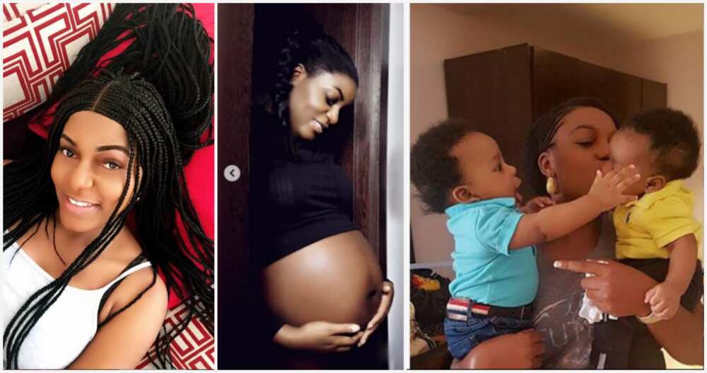 Queen Nwokoye twins and newborn daughter