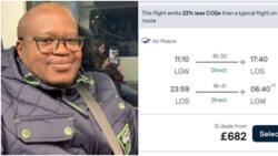Man abroad reacts to Air Peace flight ticket for London to Lagos: "Na to come Naija every weekend o"