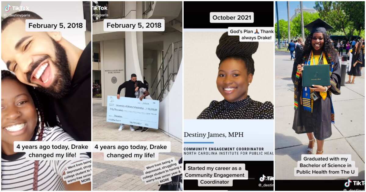 Destiny James: Lady who received N20.7m scholarship from Drake in 2018 celebrates her big wins after 4 years