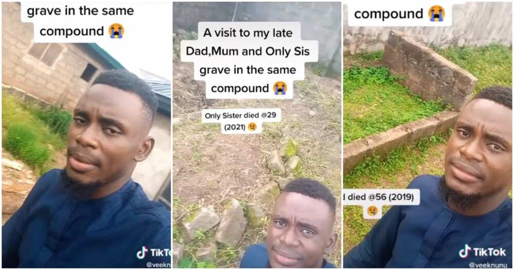 Graves of mum, dad and sister, man visists family grave, emotional family video