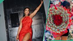 “Pere was right”: Mercy Eke flaunts dollar bouquet from mystery man, sparks discussion on fake life