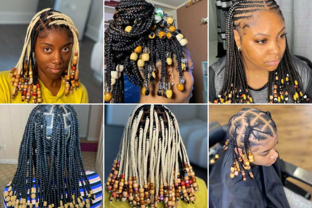 short braids with beads